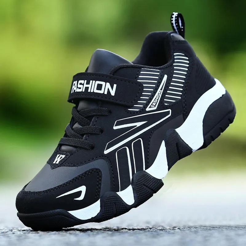 Chaussures de course confortables en cuir pour enfants, baskets légères, chaussures de tennis pour g