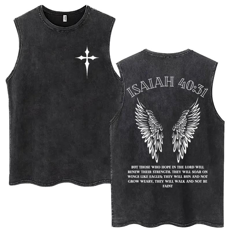 Lavé jésus est roi chrétien Harajuku Vintage débardeurs hommes femmes gothique sans manches T-shirt