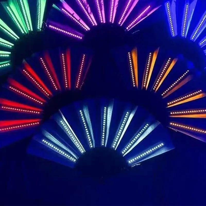 Éventail Led pliant scintillant, lumière de danse, spectacle nocturne, Halloween, noël, Rave, access