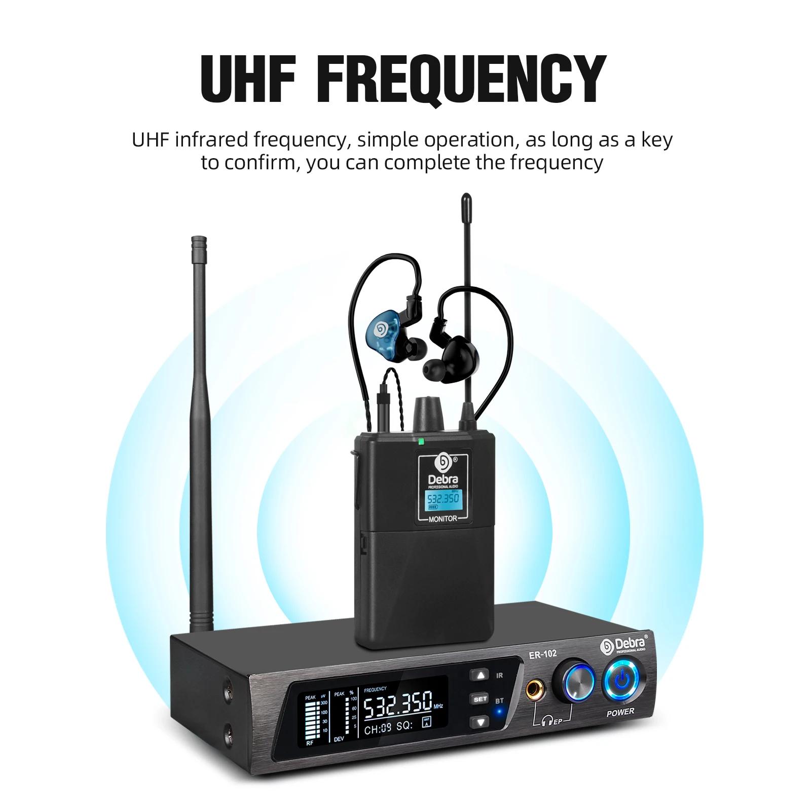 Debra ER-102 UHF canal unique dans l'oreille moniteur de scène système sans fil avec émetteur Multip