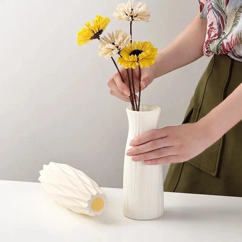 Vase en plastique nordique simple, petit pot de fleur frais, bouteille de rangement pour fleurs, sal