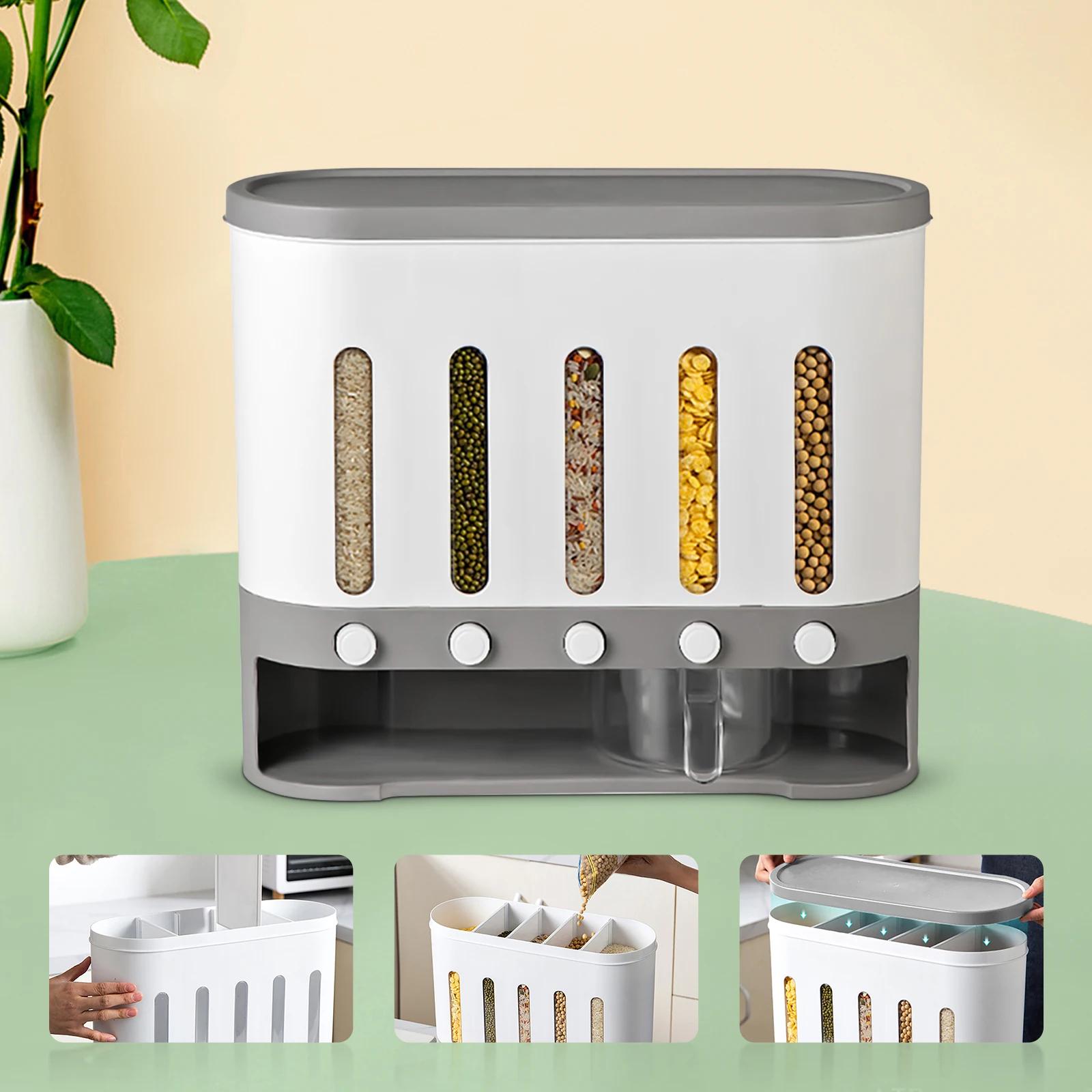 Récipient de stockage de riz séparé, distributeur de riz aux céréales, supports automatiques en plas