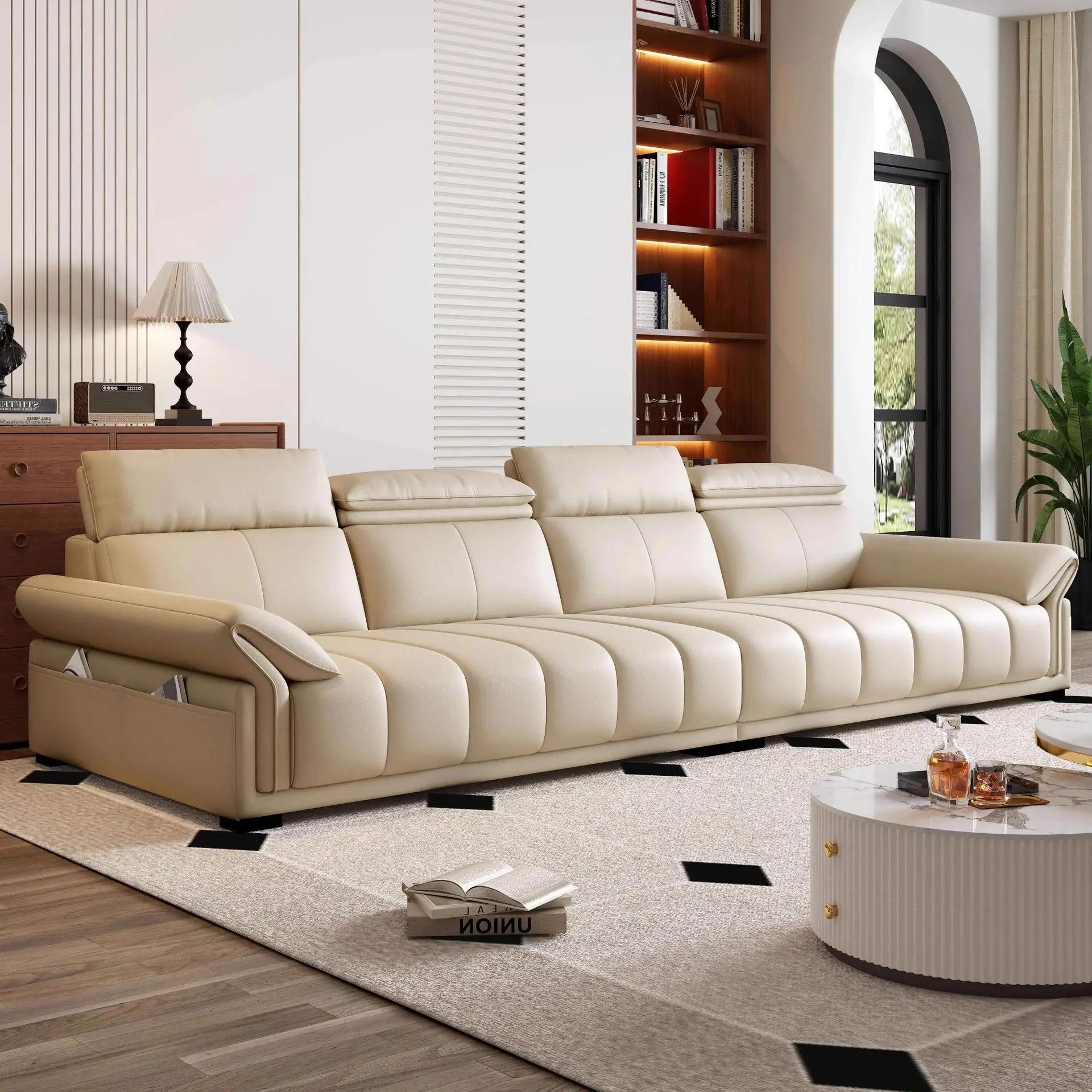 Canapé en cuir véritable, moderne et simple, pour appartement de taille salon, canapé en cuir italie