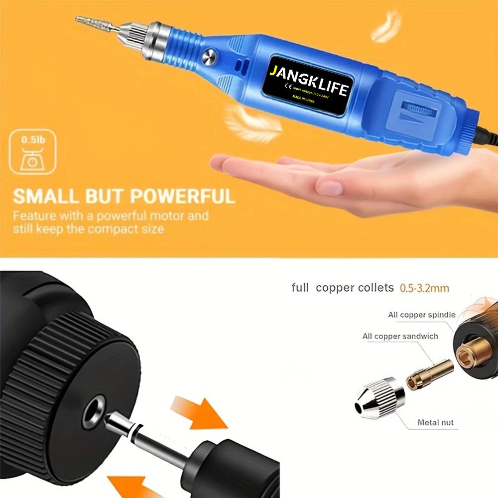 JANGKLIFE 9V Mini perceuse électrique stylo de sculpture vitesse Variable outils rotatifs Kit graveu