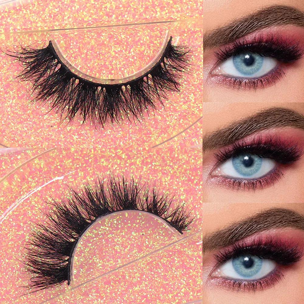 LEHUAMAO Maquiagem cils courts en vison naturel cils vaporeux moelleux Volume 12mm-15mm faux cils Ex