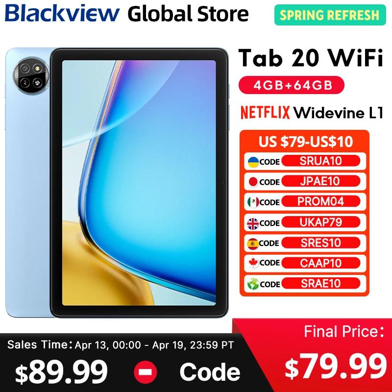 Tablette Blackview Tab 20 WIFI 10,1'' HD+ IPS Display Widevine L1 4 Go 64 Go Unisoc T310 Android 15