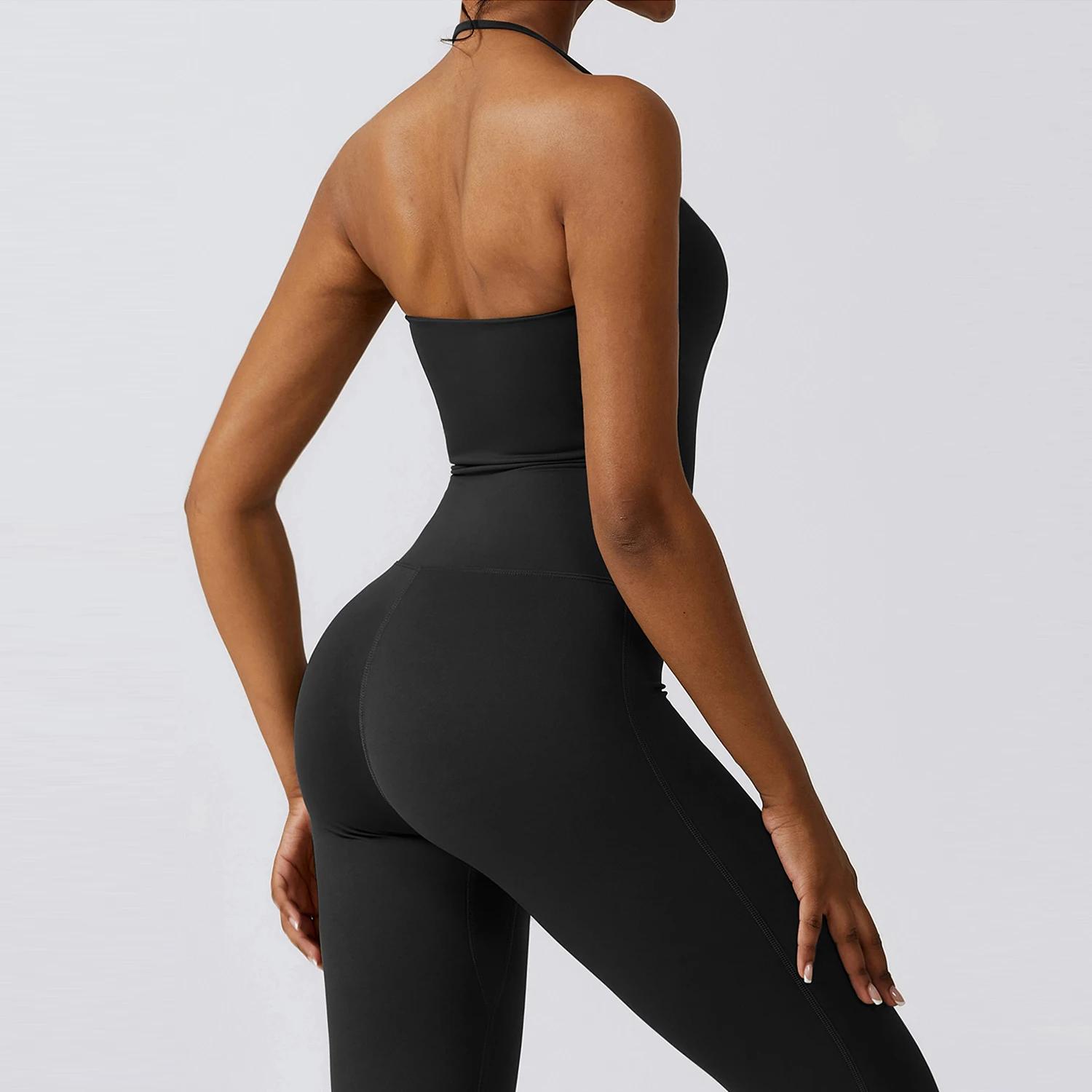 Combinaison de yoga sans manches d'été pour femme, ensemble de sport et de fitness, justaucorps de s