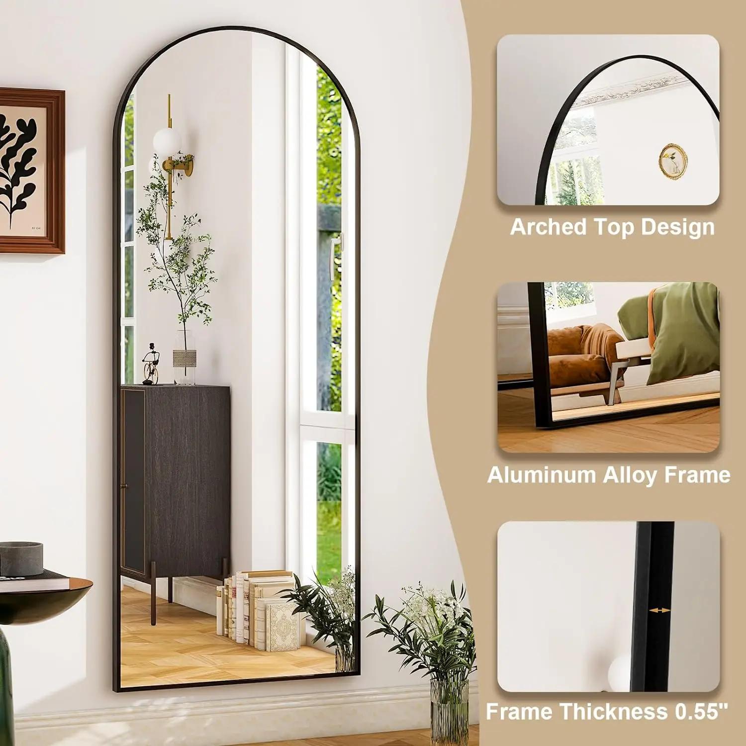 Miroir pleine longueur 26" x 71" - Miroir complet du corps avec cadre en alliage d'aluminium - Miroi