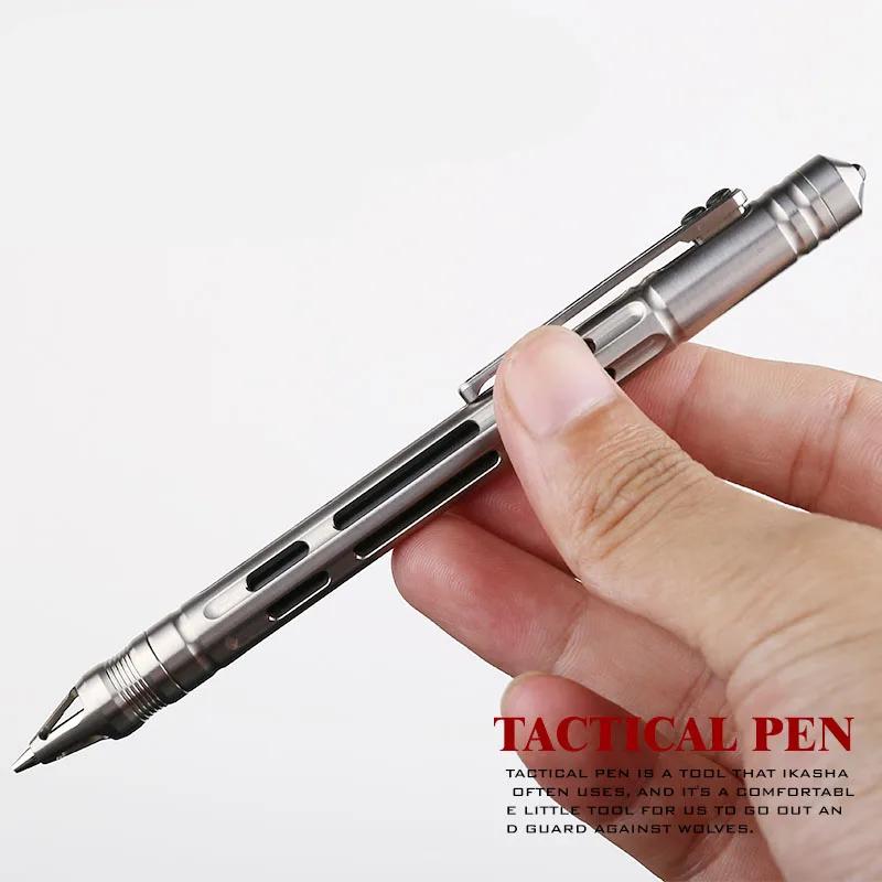 EDC – stylo tactique automatique en alliage de titane à deux usages, équipement multifonctionnel pou