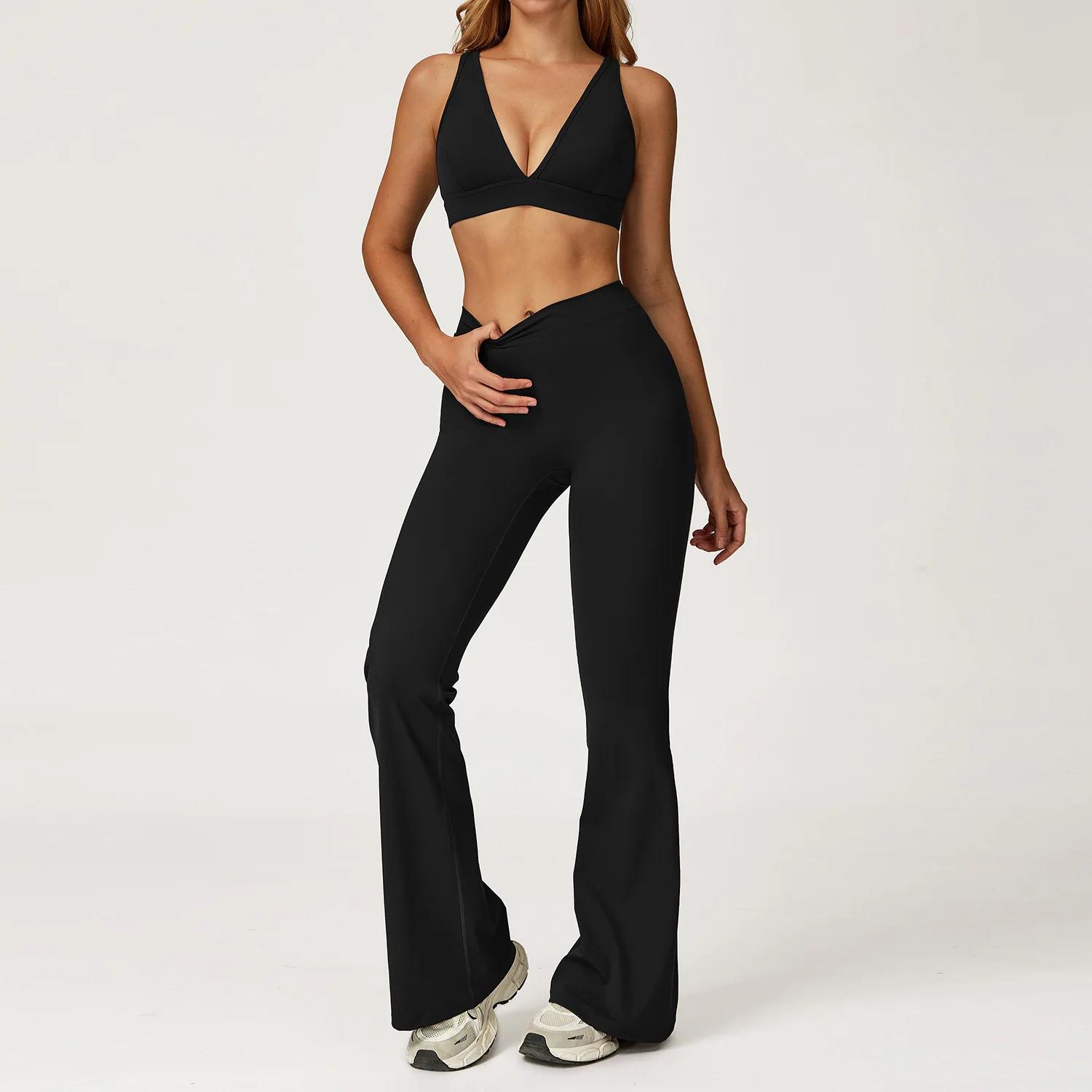 Ensemble de yoga 2 pièces pour femme, tenue de fitness Pilates, vêtements de sport, survêtement de g