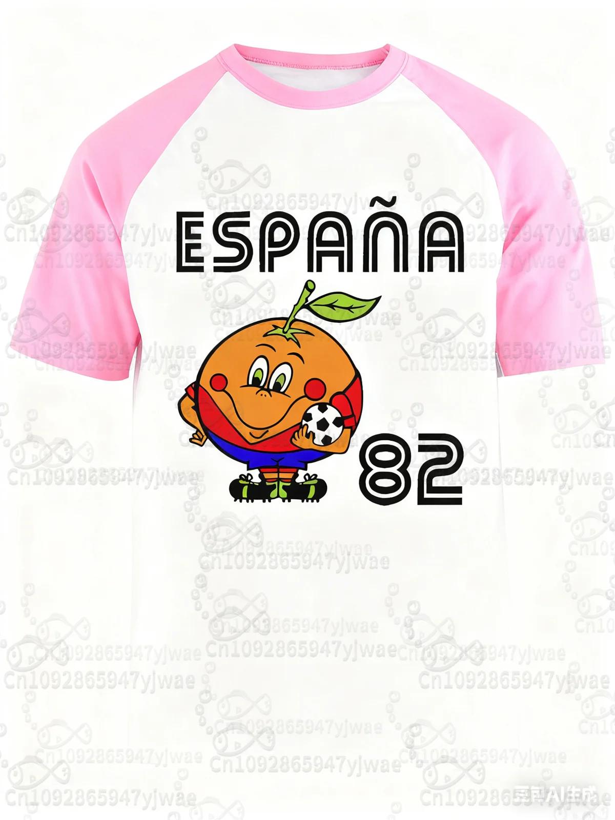 Espagne 82 Naranjito monde Football sport T-Shirt pour hommes femmes unisexe col rond T-Shirts rétro