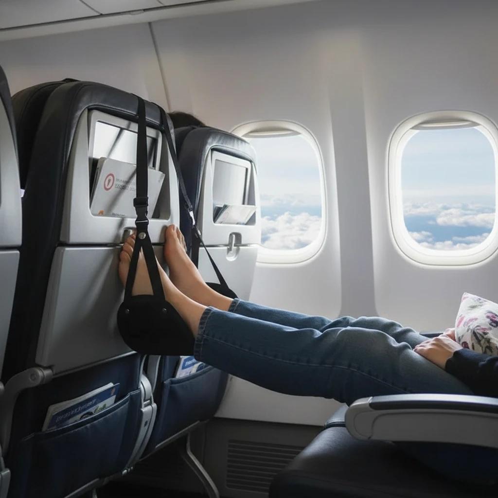 Hamac à jambes réglable Portable avec Support de pied confortable pour avion, bureau et voyage en vo