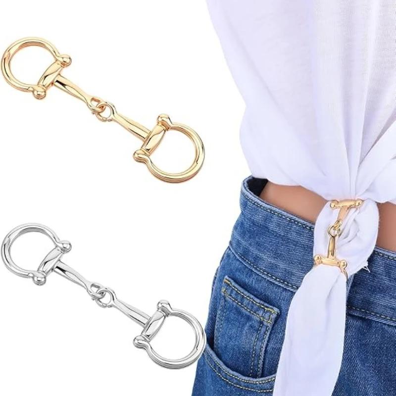 Boucle universelle pour écharpe en fer à cheval, 2 pièces, multi-usages, en métal, coins simples et