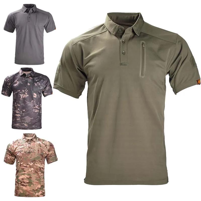 T-shirt camouflage respirant à séchage rapide pour hommes, chemise à manches courtes, camping, rando