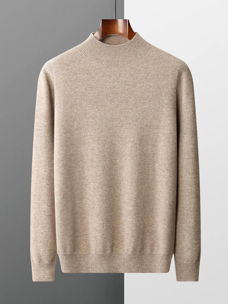 CHICUU-Pull en cachemire à col montant pour homme, pull basique en laine mérinos, tricots doux, 100%