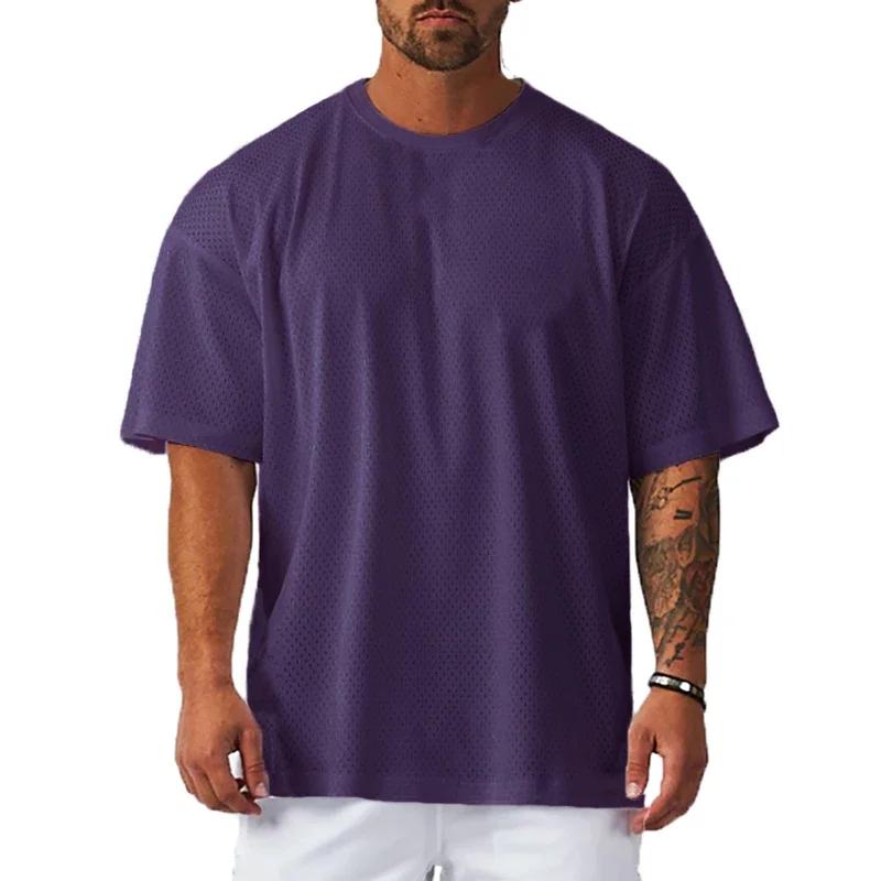 T-Shirts de Sport amples surdimensionnés à manches courtes, épaules tombantes, chemise de musculatio