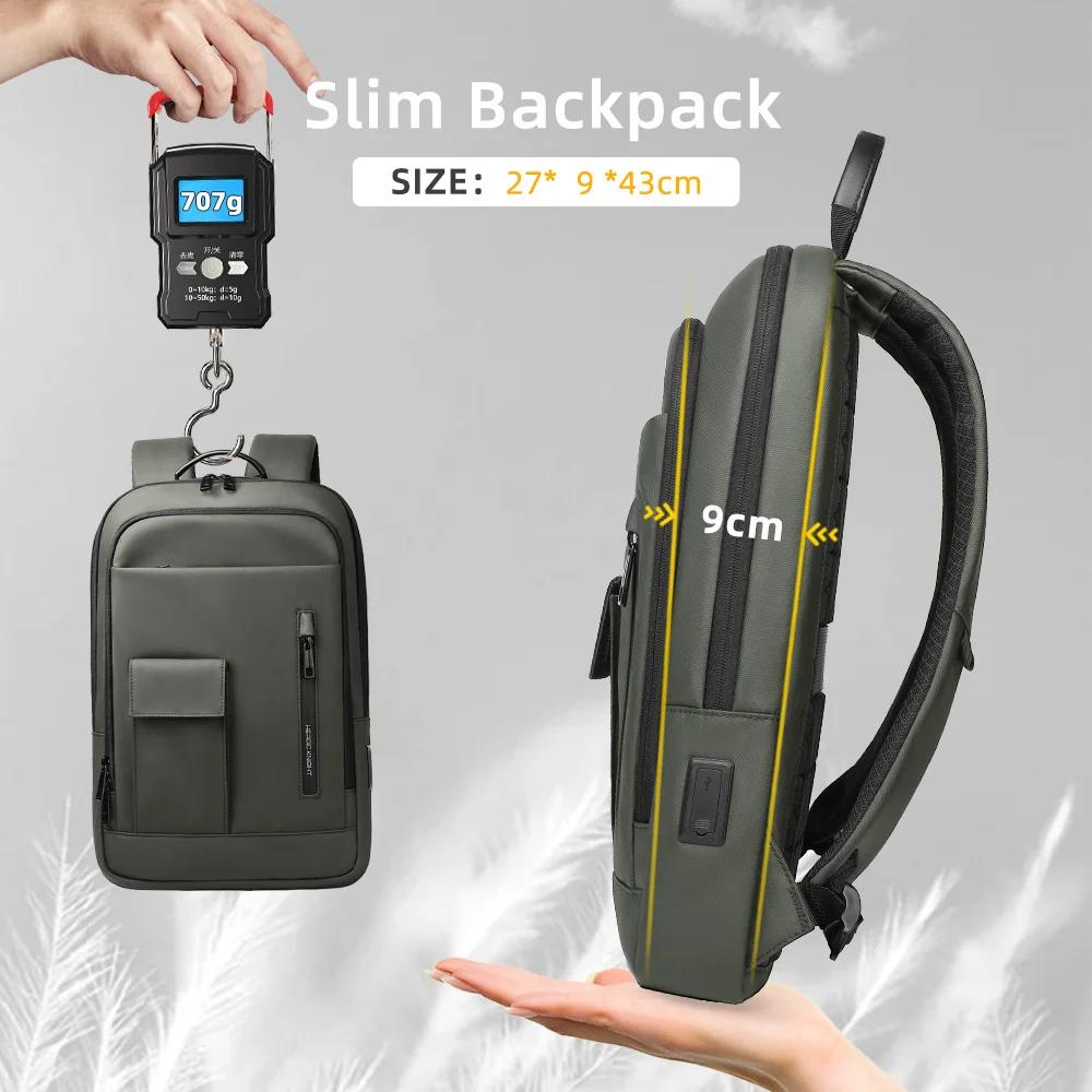 Heroic Knight – sac à dos d'affaires fin pour hommes, étanche, pour ordinateur portable 15.6 pouces,
