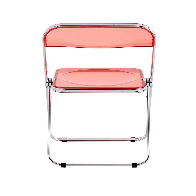 Chaise pliante transparente rouge, siège de salon en plastique PC