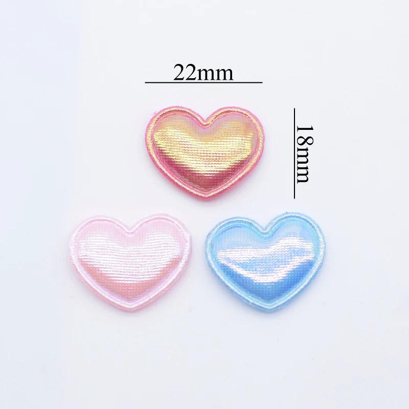 100 pièces 22*18mm coeur coloré Applique pour chapeau fait à la main artisanat vêtements patchs de c