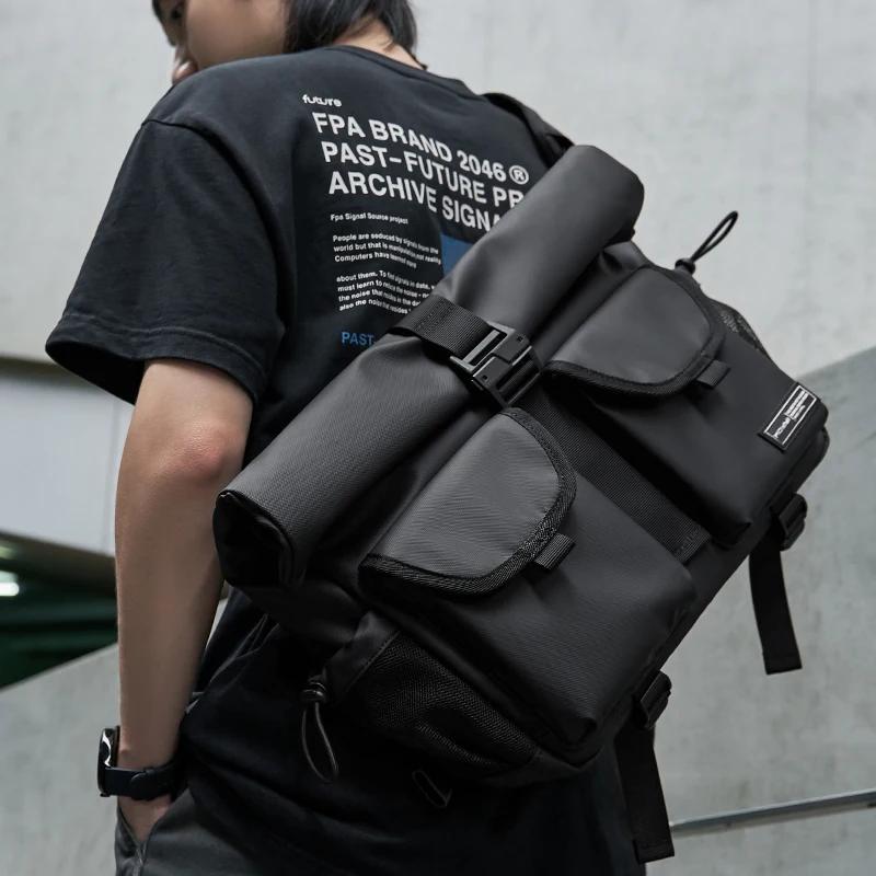 Mode décontracté hommes rouleau haut épaule sac de messager grande taille en plein air cyclisme band