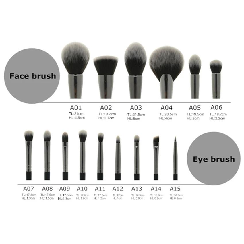 Sywinas-Kit de pinceaux de maquillage professionnels, poils synthétiques naturels noirs outils de ha