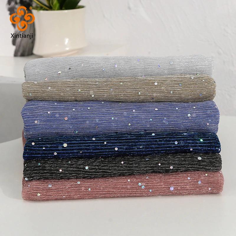 Tissu à paillettes argentées Turban Sari bricolage crêpe paillettes maille dentelle robe de soirée c