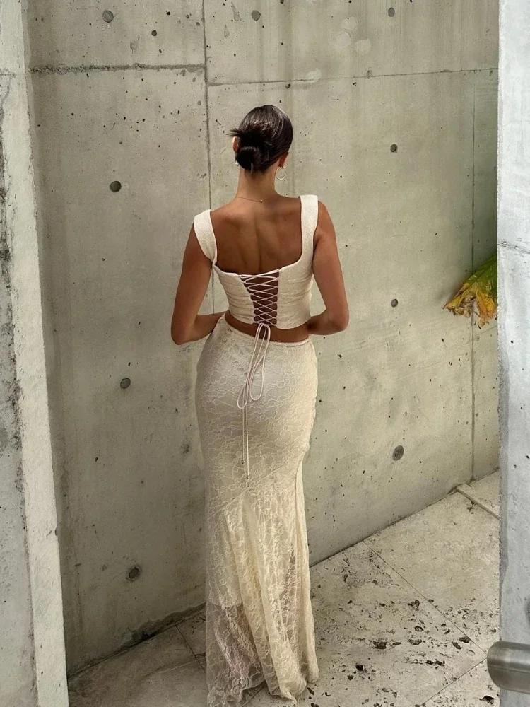 Placage Mingxi-Ensemble haut court et jupe pour femme, robes d'invité de mariage, tenues formelles é