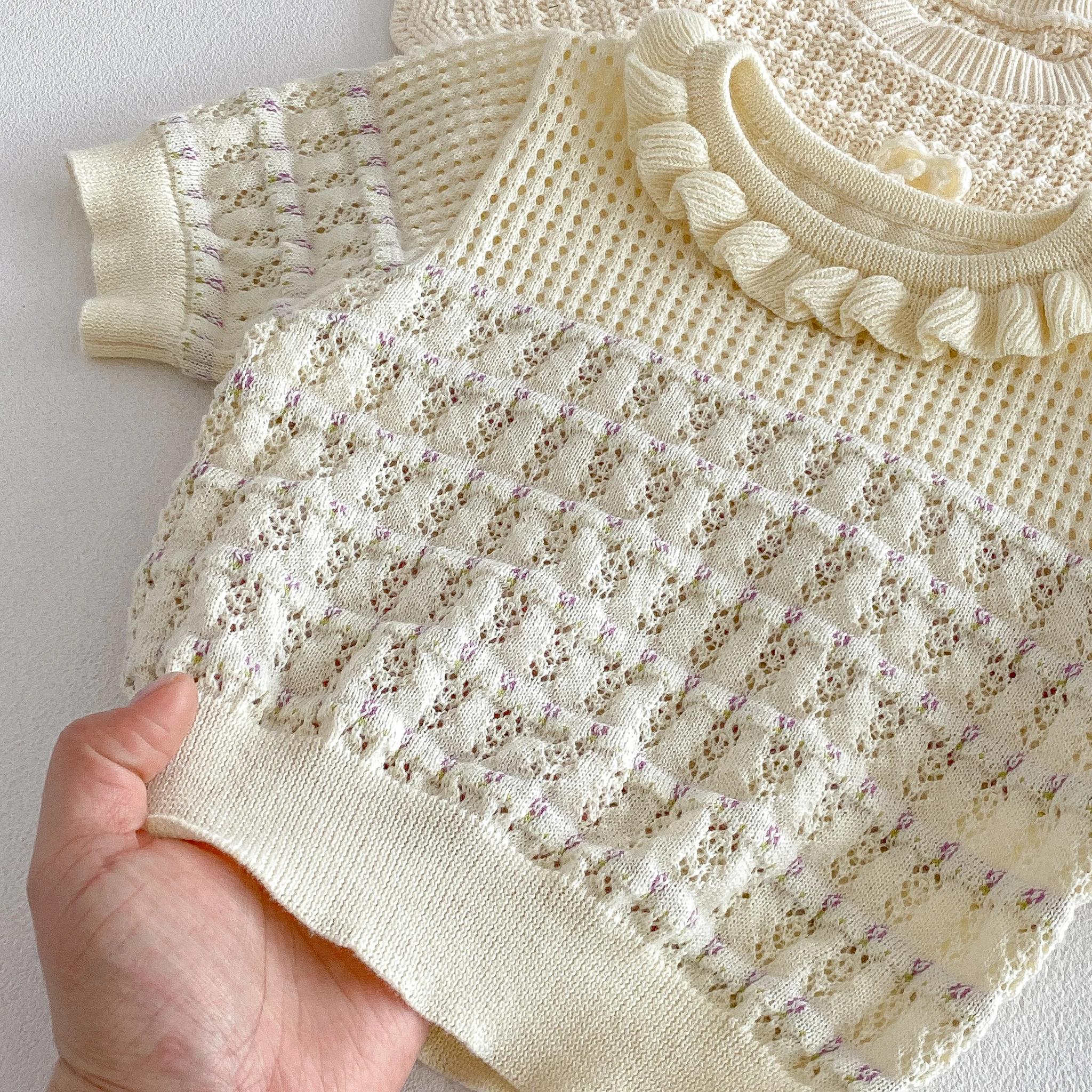 Ensemble décontracté léger et respirant en tricot à manches courtes pour filles, collection été 2026