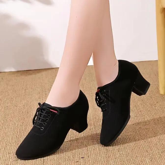Chaussures de danse d'hiver pour femmes, chaussures de danse modernes Oxford à semelle souple, chaus