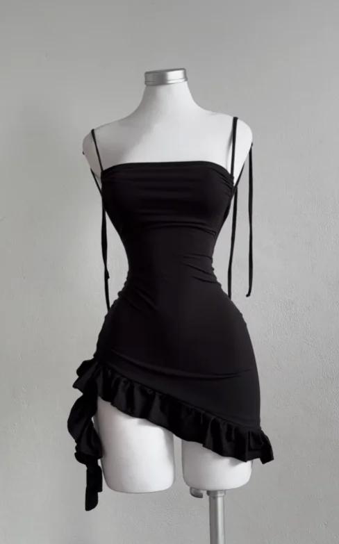 Robe sexy à lacets dos nu pour fille, jupe moulante à la hanche, sensation haut de gamme, populaire,
