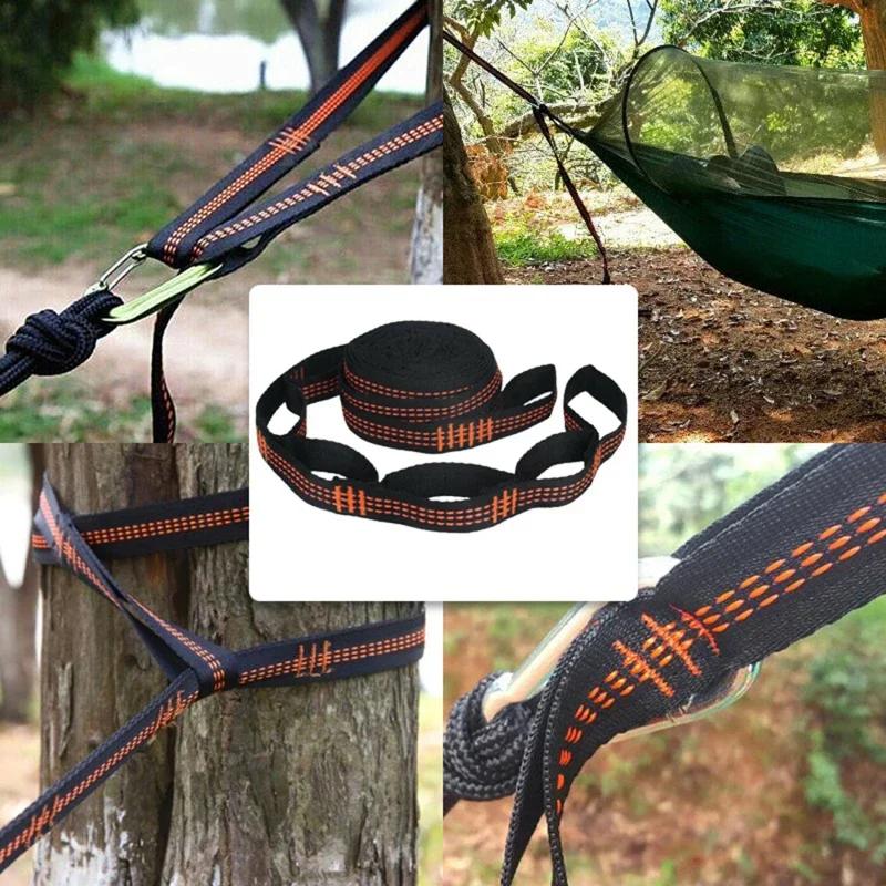 Sangles de hamac en Polyester, 2 pièces, 600lb, résistance à la rupture, corde de ceinture avec bouc