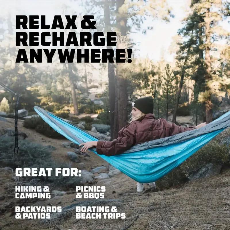 Hamac de Camping, accessoires de Camping, équipement pour l'extérieur et l'intérieur avec sangles d'