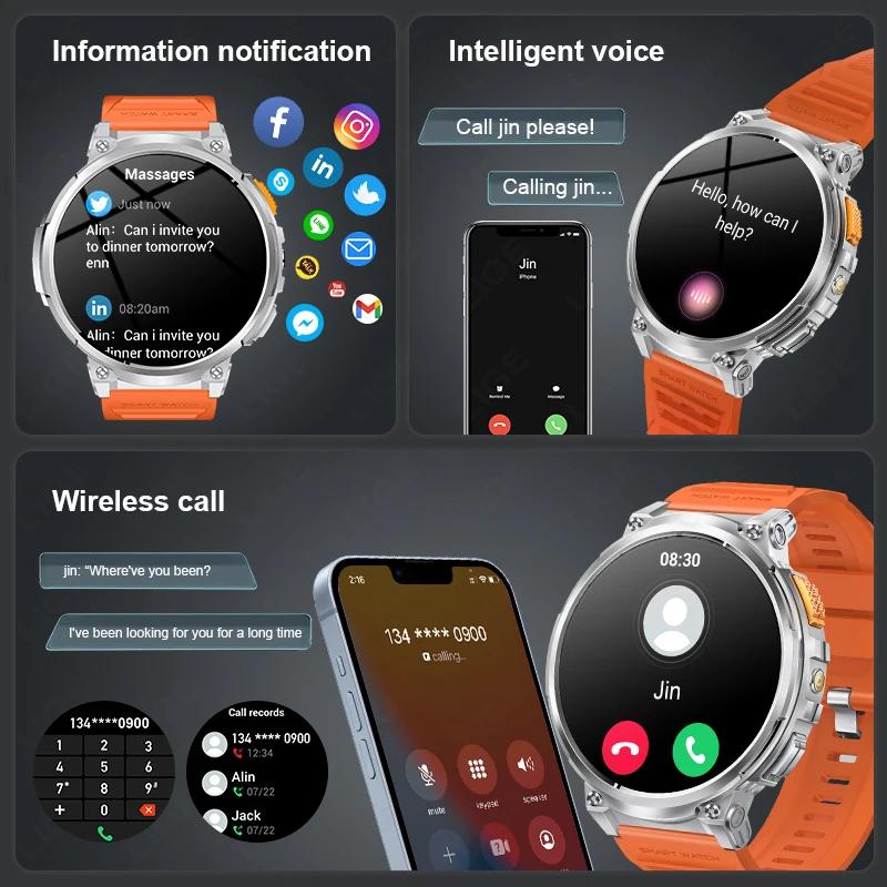LIGE K66 montre intelligente hommes lampe de poche Bluetooth appel 1.85 pouces 128 mo de mémoire 730