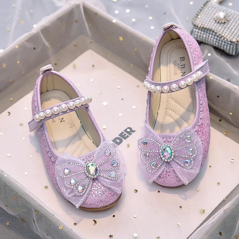 Nouvelles Chaussures Souples de Princesse en Cristal 2026 pour Enfants – Ballerines Décontractées et