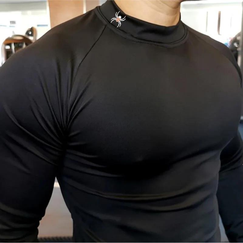 T-Shirt de course à manches longues pour hommes, chemise de Compression, haut de sport, entraînement