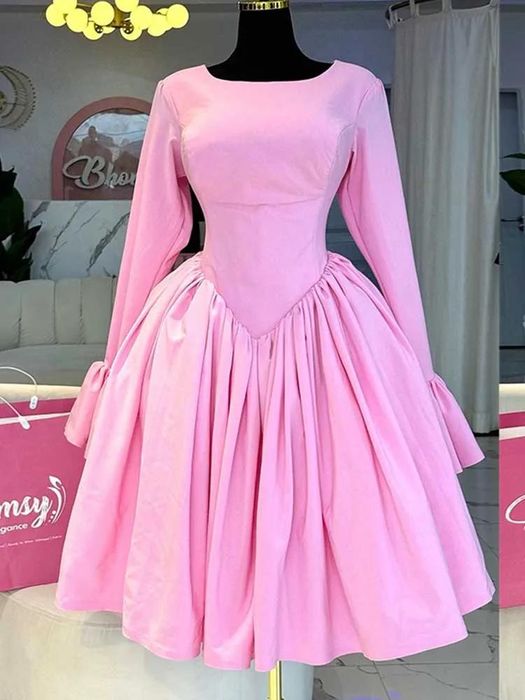 Robe de printemps Sexy pour femmes, Vintage, Corset, avec manches, élégante, dos nu, romantique, ros