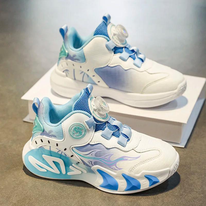 Chaussures de basket-ball pour enfants, chaussures de sport de plein air légères en cuir à amorti re
