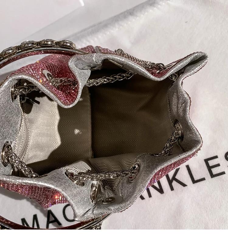 Sac seau de luxe en cristal brillant strass diamant sac de soirée sac à main pour femme pochette de