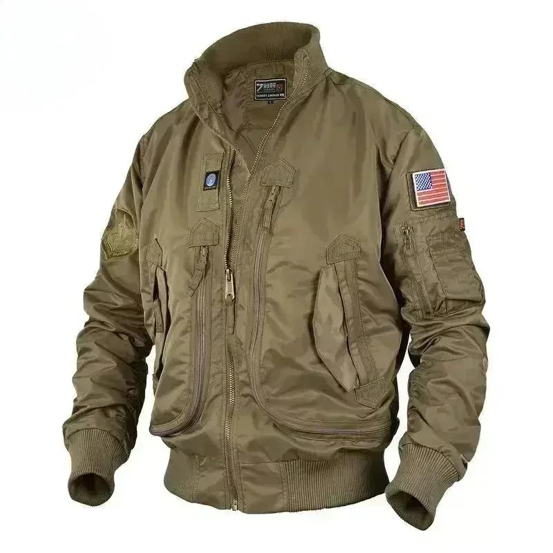 Veste d'automne pour hommes, nouvelle couleur unie, multi-poches, mode, ample, aventure en plein air
