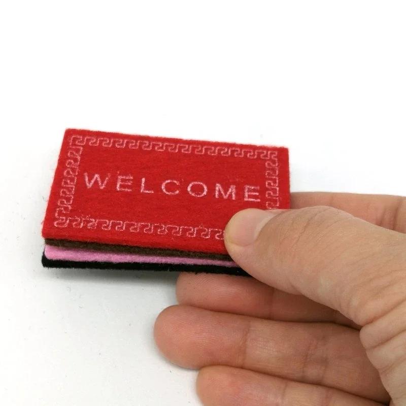 Tapis Miniature pour maison de poupée, 2 pièces, tapis de bienvenue noir, accessoires pour maison de