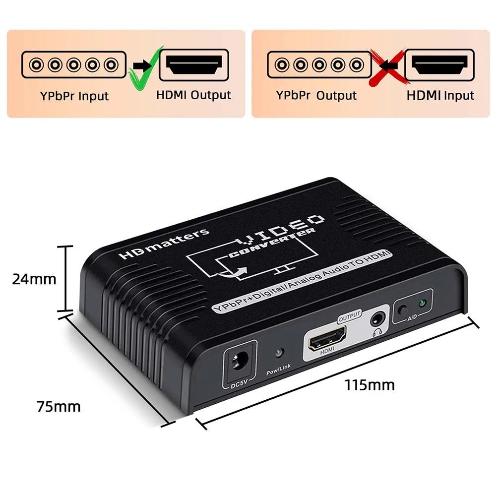 5 composants RCA Ypbpr vers HDMI, convertisseur vidéo vers HDMI, adaptateur de convertisseur audio v