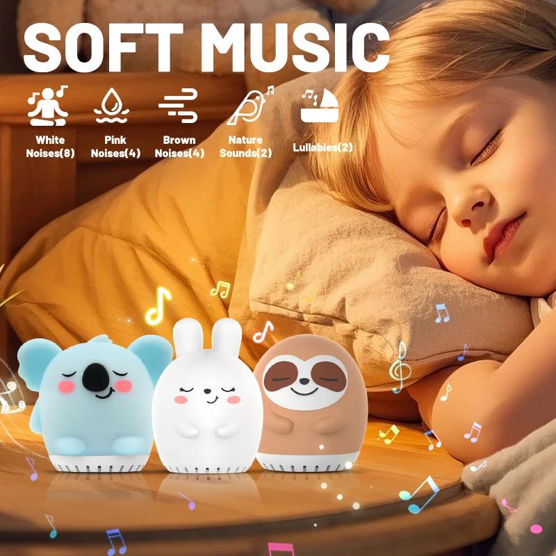 Mini lapin mignon, Machine à bruit blanc, veilleuse LED, 20 sons, musique pour bébé, aide au sommeil