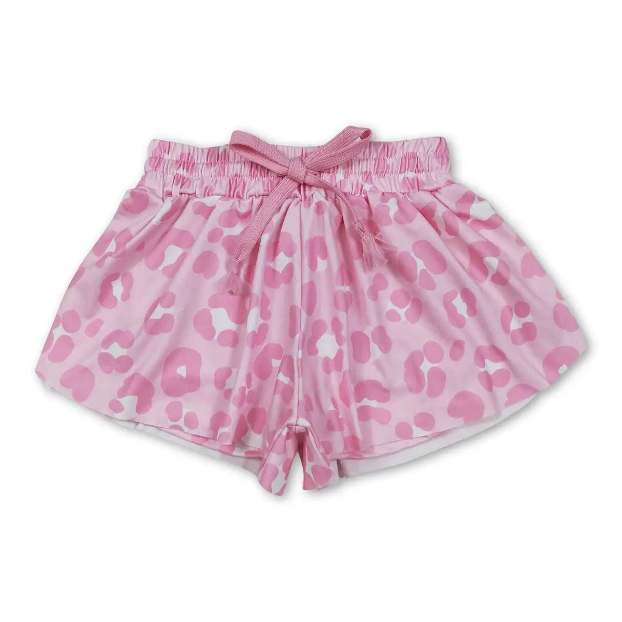 Shorts d'été à volants pour bébés filles, motif léopard, avec nœuds colorés