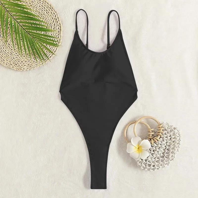 Maillot de bain une pièce sexy dos nu pour femmes - String découpé pour plage et piscine
