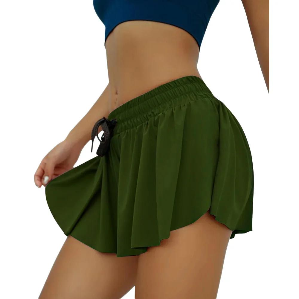 Short d'été pour femmes, couleur unie, taille haute, décontracté, jupe plissée, pantalon, Streetwear