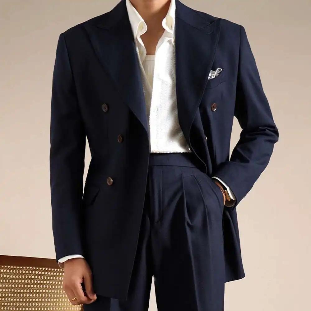 Smoking à double boutonnage imbibé pour hommes, 2024 laine, blazers italiens, zones fumeurs, mariage