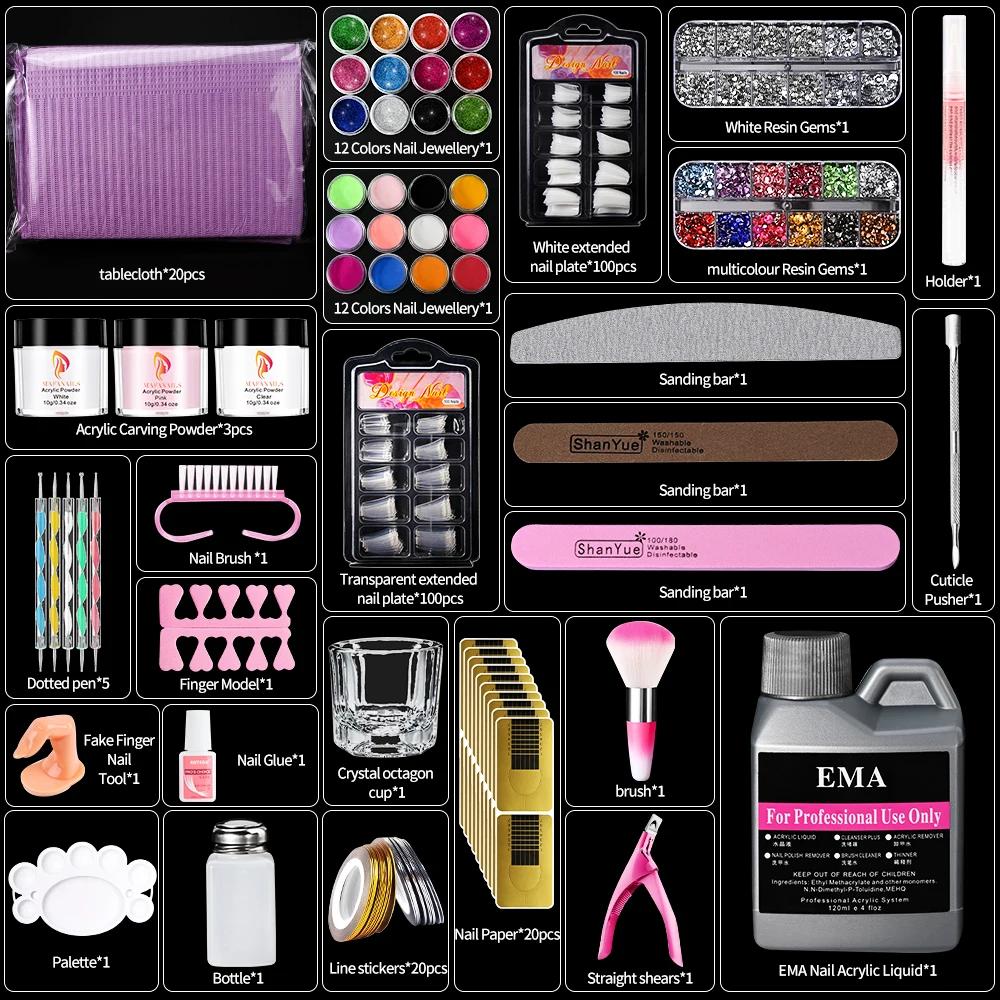 Kit d'ongles en poudre acrylique monomère, liquide acrylique pour Extension d'ongles, ensemble de ma