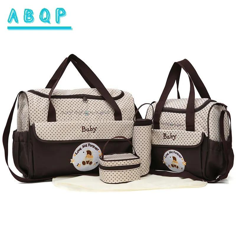 Sac à couches pour bébé grande capacité, ensemble de 5 pièces, sac de rangement pour couches de bébé