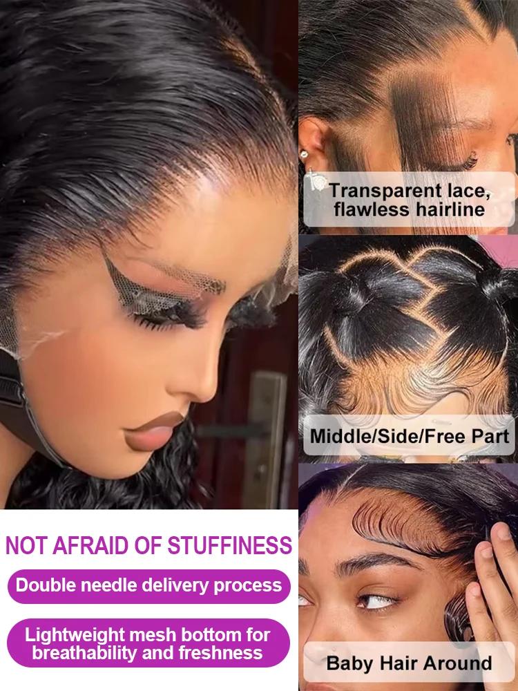 40 pouces HD lâche vague profonde 13x6 dentelle avant perruques de cheveux humains brésilien bouclés