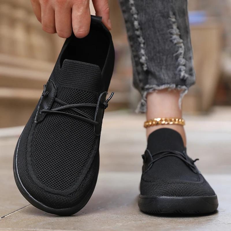 Baskets simples à pieds larges pour femmes, chaussures minimalistes en maille, confortables, zéro ch